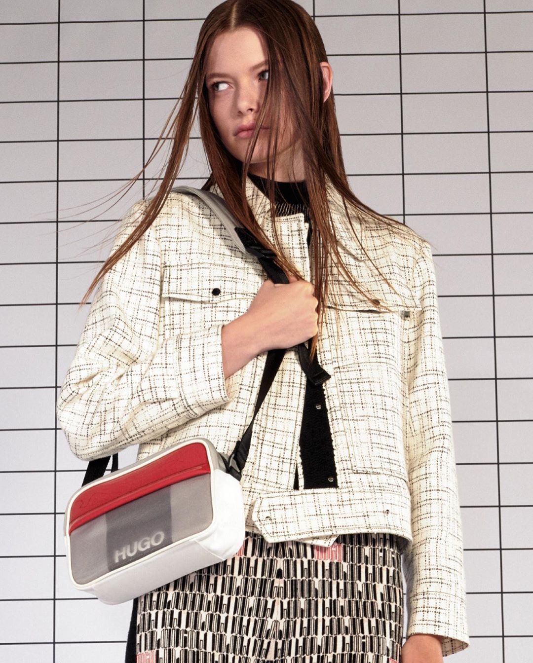 HUGO - A print mash-up from HUGO Womenswear. Shop now at the link in our bio #PreFall20 #iamHUGO