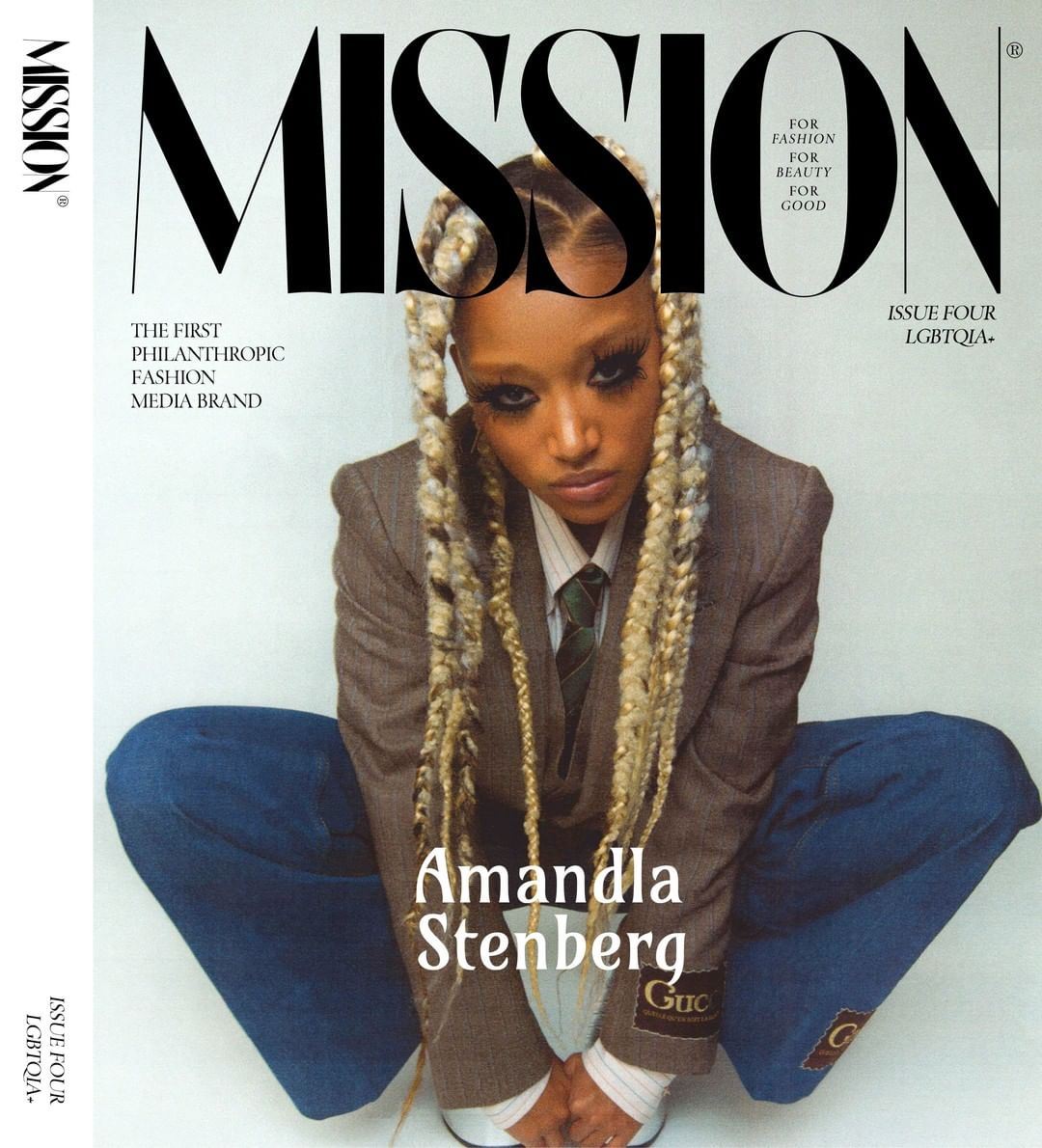 Gucci Official - On the cover of @missionmagazine’s issue four that honors the LGBTQIA+ community, @amandlastenberg wears a pair of denim pants with a blazer jacket from #GucciSS20 by @alessandro_mich...