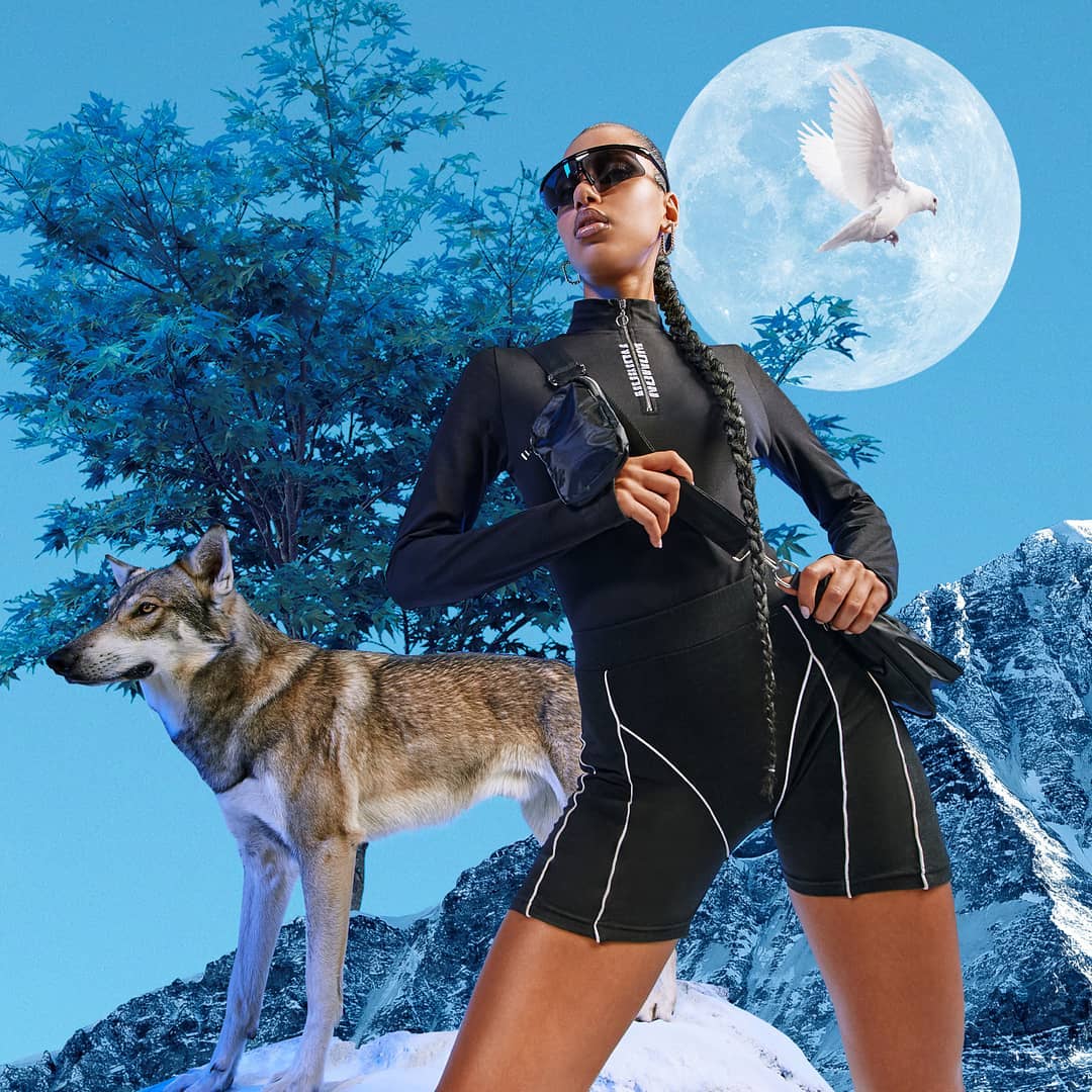 boohoo - Your wardrobe upgrade 🐺 
Shop our Woman Print High Neck Zip Detail Bodysuit and Piping Panel Detail Cycling Short 🔎 FZZ51156, FZZ51157