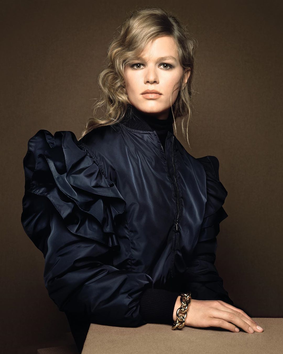 Max Mara - Romantic ruffles. Pleats and gathers play a centrol role in the #MaxMara #FW20 collection, like this new cropped bomber jacket in taffeta worn by @annaewers for the #MaxMaraFW20 campaign sh...