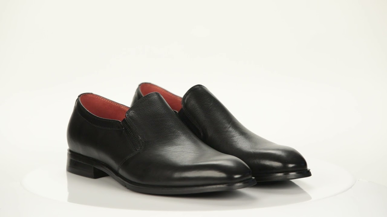 Черные полуботинки без шнурков из кожи SS83-143400