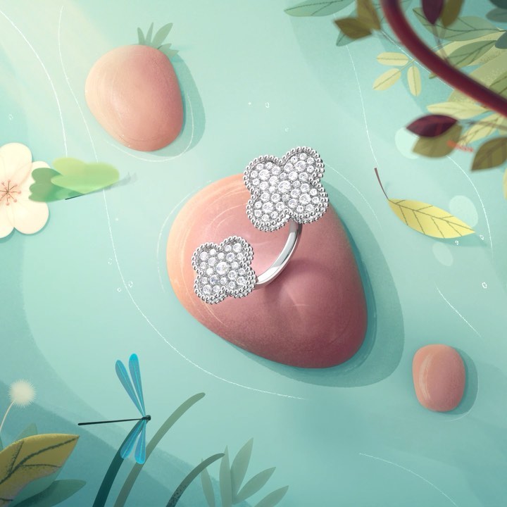 Van Cleef & Arpels - Wander among the Alhambra Collection's lucky clover leaves in white gold and diamonds.
#VCAalhambra #VanCleefArpels