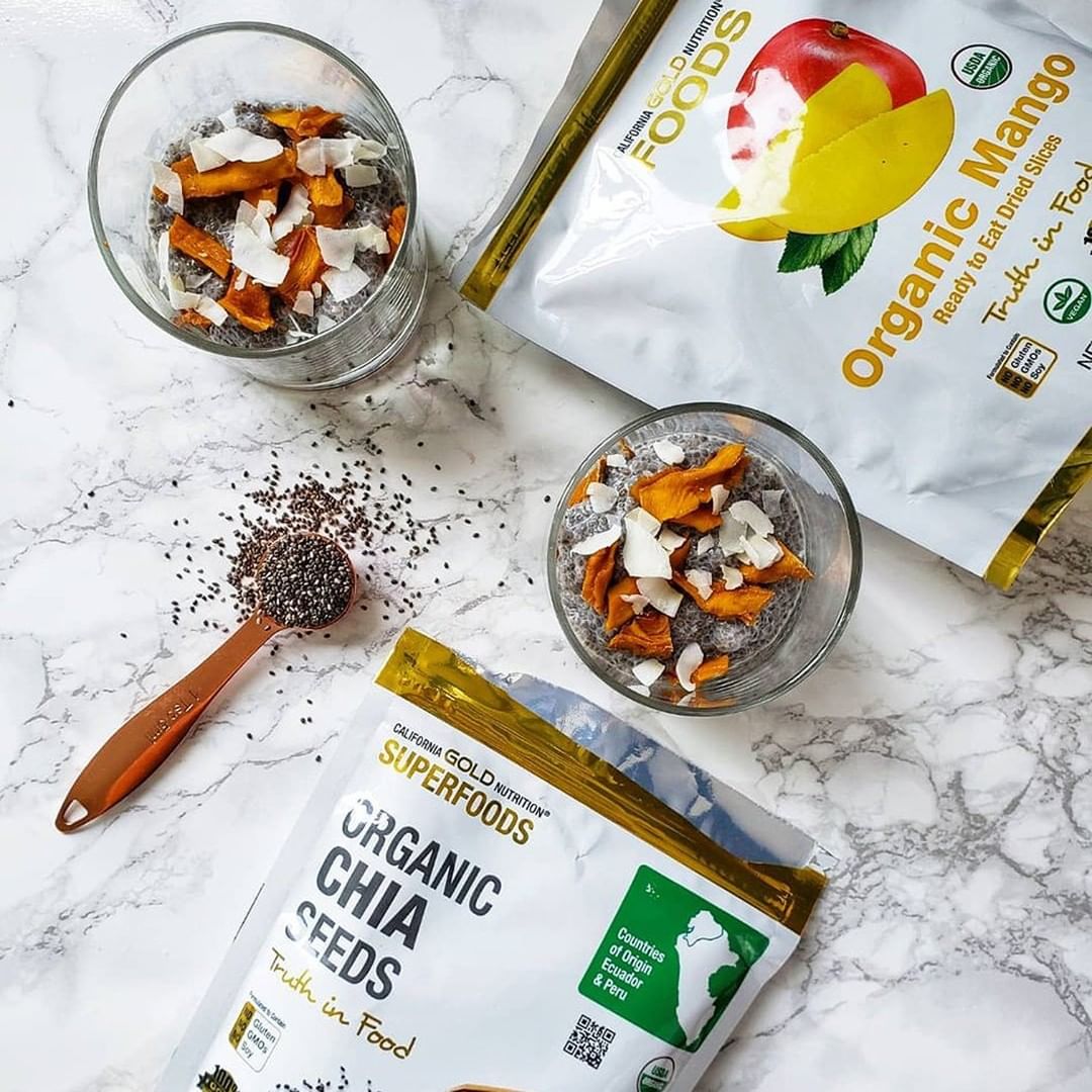 iHerb - With ingredients like mango and coconut, this is one tasty tropical treat worth checking out. Bonus: both California Gold Nutrition products in this recipe are organic.

Tropical Chia Pudding...