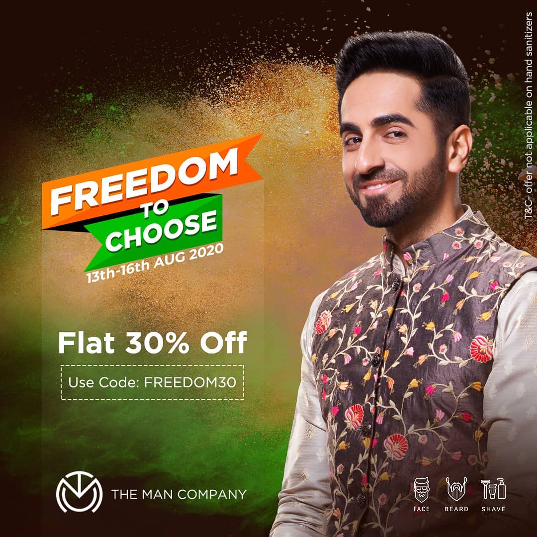 The Man Company - You want freedom from your grooming problems, we bring to you Freedom to Choose Sale, live now.
Use FREEDOM30 to claim Flat 30% off on products across our website and free yourself o...