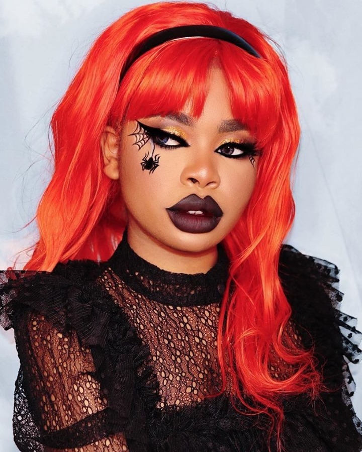 NYX Professional Makeup - Glam but make it spooky 🕷️🧡 @anarkee completes this sultry slay with our Soft Matte Lip Cream in 'Transylvania' 🖤 • #nyxcosmetics #nyxprofessionalmakeup #crueltyfreebeauty
