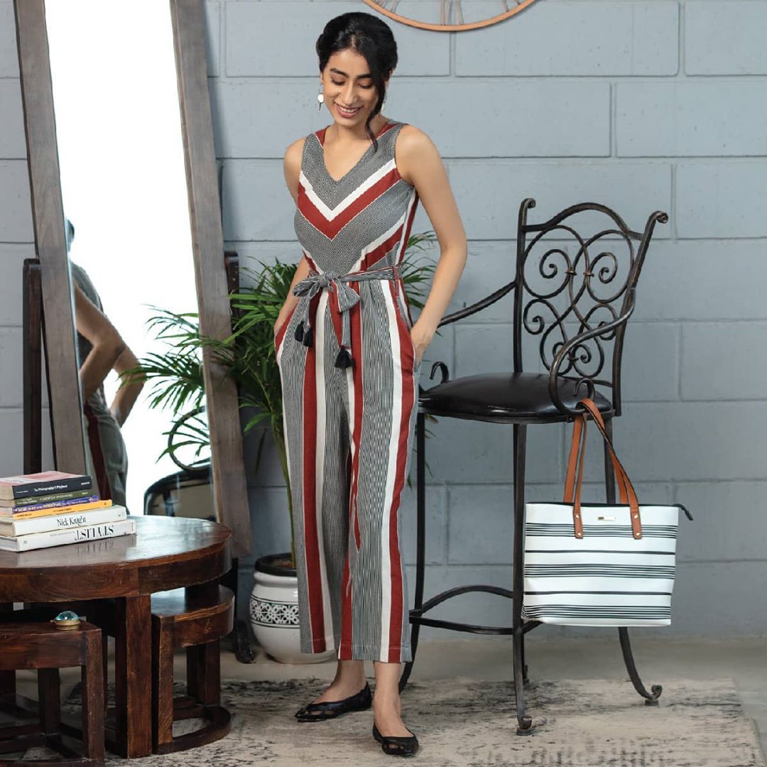 Lifestyle Store - Admire yourself in this chic boho striped linen jumpsuit this summer at home! Get the most stylish linen styles like this one from CODE by Lifestyle.
.
Embellish your look with Nauti...