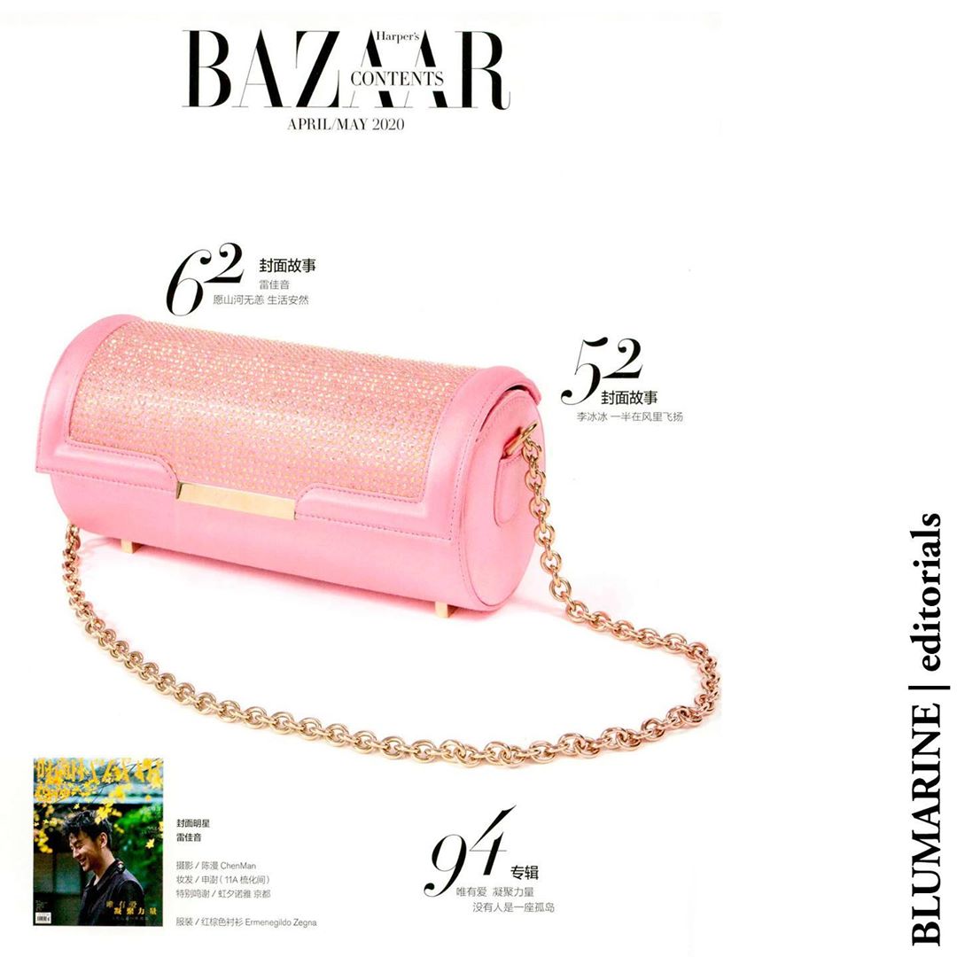 Blumarine - #BlumarineSS20 'treasure chest' bag as seen on #harpersbazaarchina, April-May 2020 issue.
#Blumarine #SS20