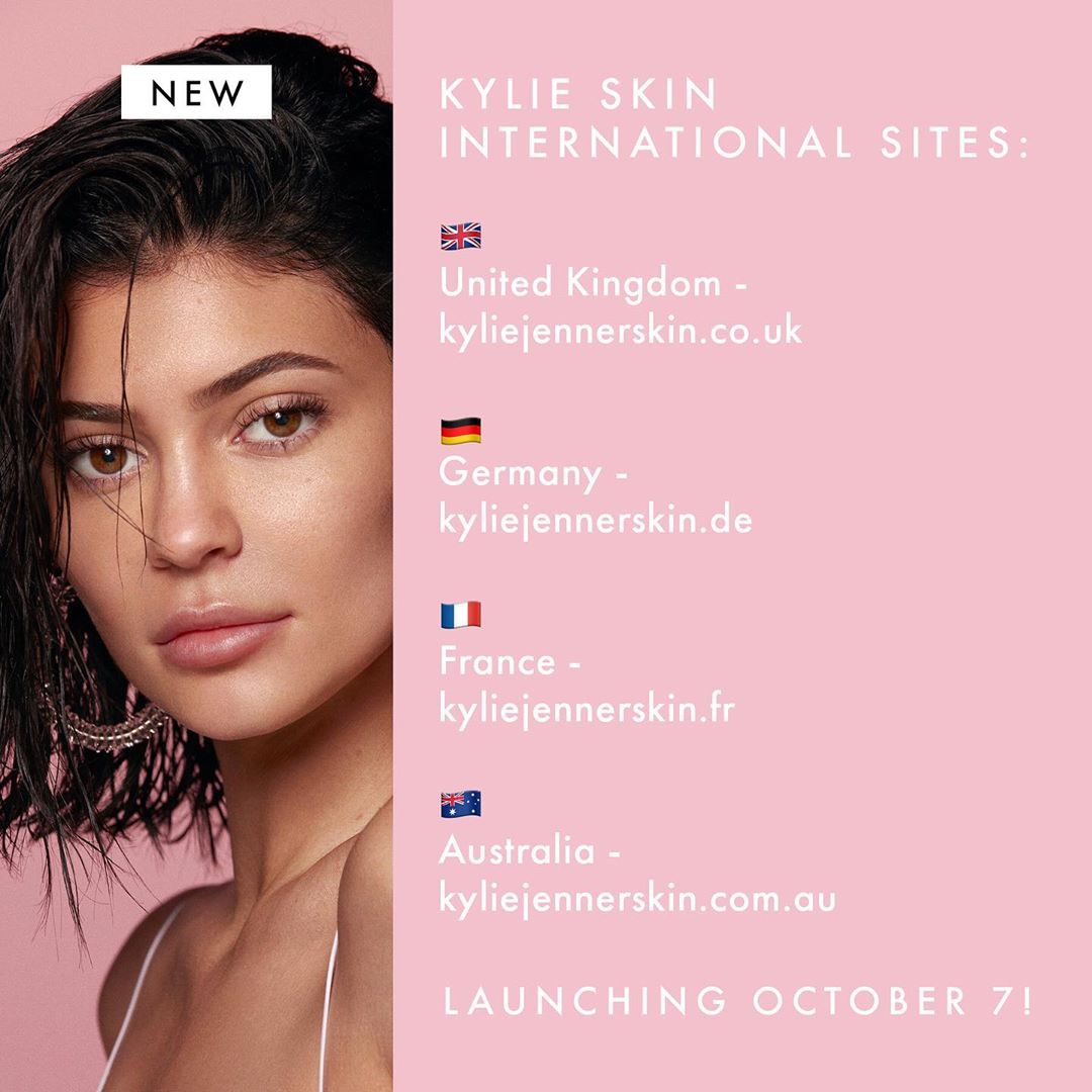 Kylie Cosmetics - @kylieskin UK, Germany, France + Australia new websites launch tomorrow! You'll be able to shop in your local currencies and languages. Fast shipping and no customs charges! 💕 ⁠⠀
⁠⠀...