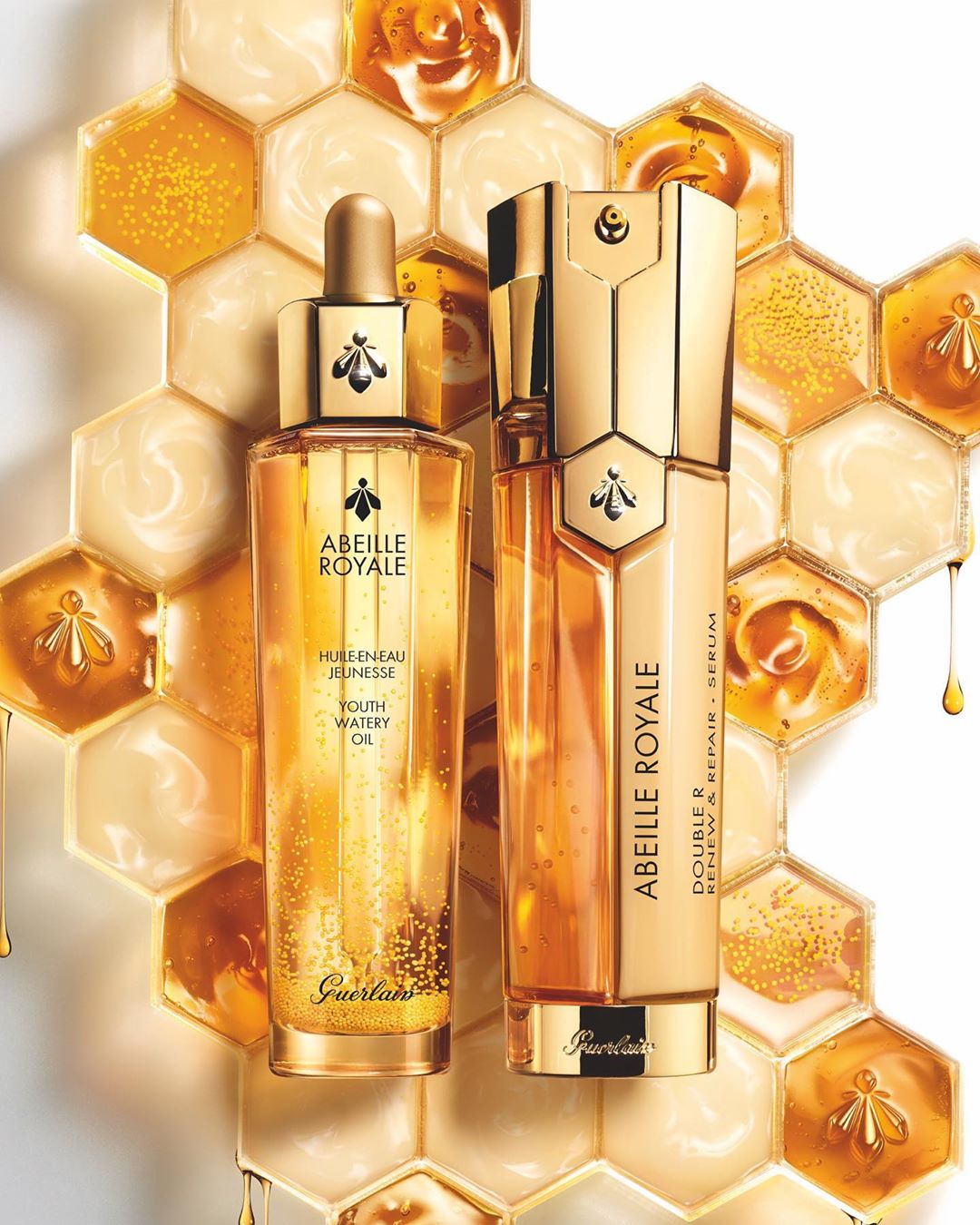 Guerlain - A duo powered by bees 🐝, Abeille Royale Youth Watery Oil & Double R Serum celebrate the power of sustainably sourced bee products and their incredible skincare benefits.

An anti-aging, mul...