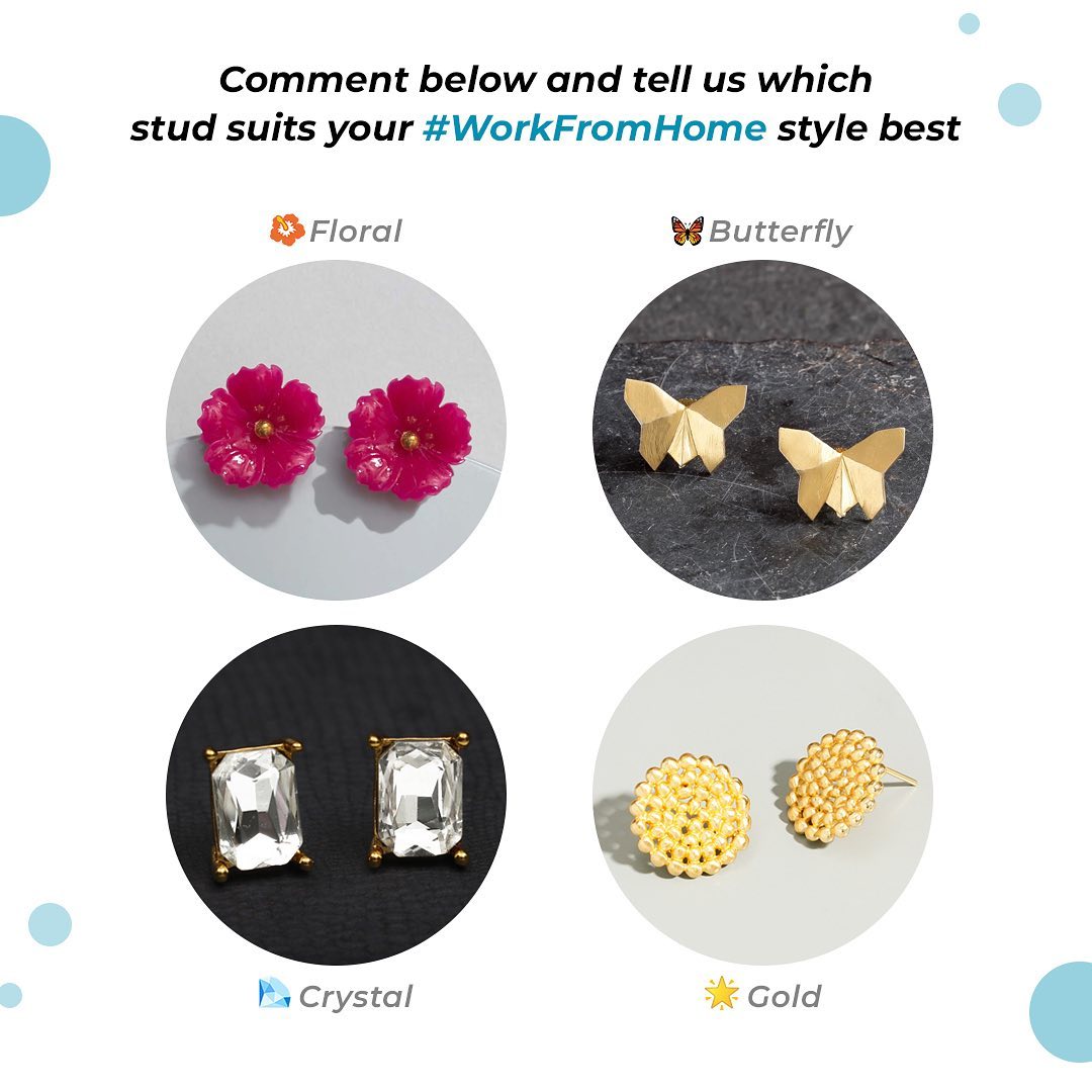 Pipa • Bella - #GameTime Which stud earring suits your #WFH style best?

Comment below and tell us - 🌺 / 🦋 / 💎 or 🌟 

#PipaBella #StudEarrings