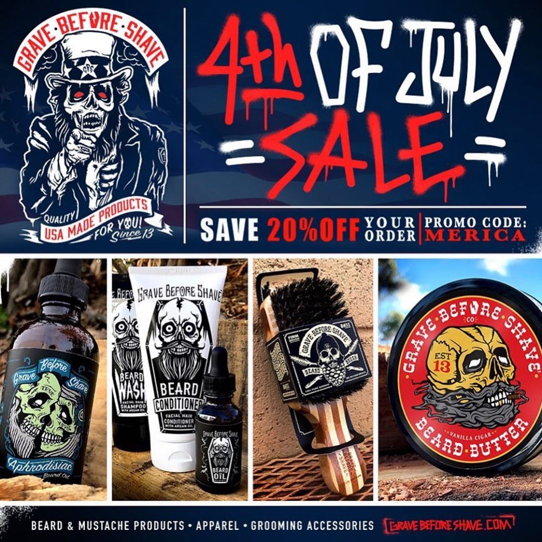 wayne bailey - 🚨🚨Less than 24 hours left to score 20% off with our 4th of July sale!🚨🚨
Use discount code MERICA for 20%off! Only at -  WWW.GRAVEBEFORESHAVE.COM - *sale ends July 9th, 2020. Promo code...