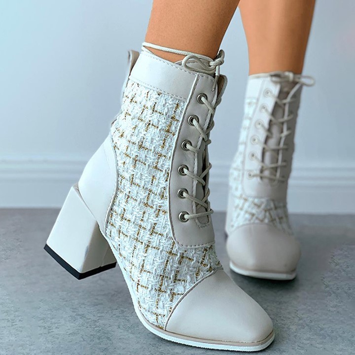 Joyshoetique - Tweed Eyelet Lace-up Chunky Heeled Boots 🔥⁠
Search🔍:[LZT3158] ⁠
👠www.joyshoetique.com👠⁠
⁠
 #boots #fashion #instafashion #shoeaddict #instastyle #style #ankleboots #love #shoelover #boo...