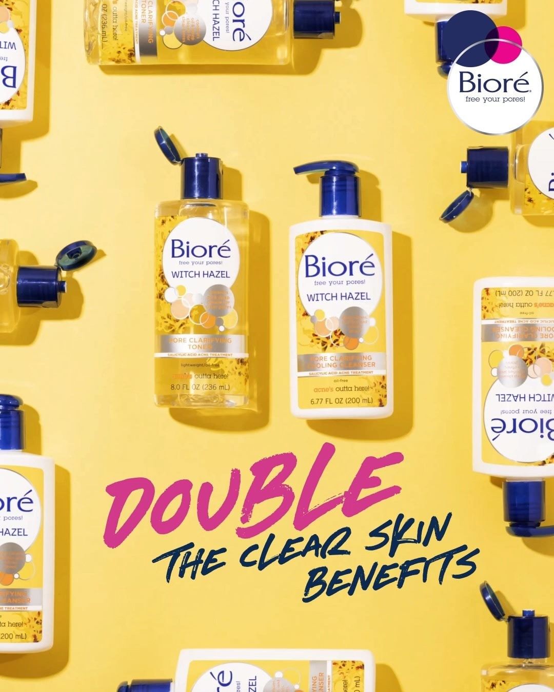 Bioré Skincare - Help keep acne under control with our Witch Hazel Cleanser and toner. They’re the pourfect pair 👏