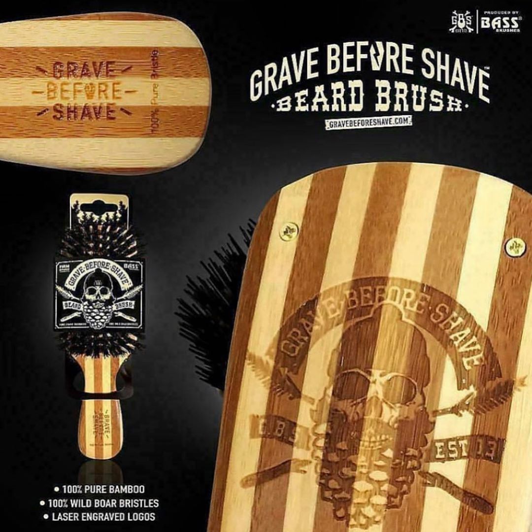 wayne bailey - ☠️Grave Before Shave laser engraved Bass Brush☠️
–100% wild boar bristles, quality bamboo wood handle
•
WWW.GRAVEBEFORESHAVE.COM
•
#GBS #GraveBeforeShave #Fisticuffs #FisticuffsMustache...