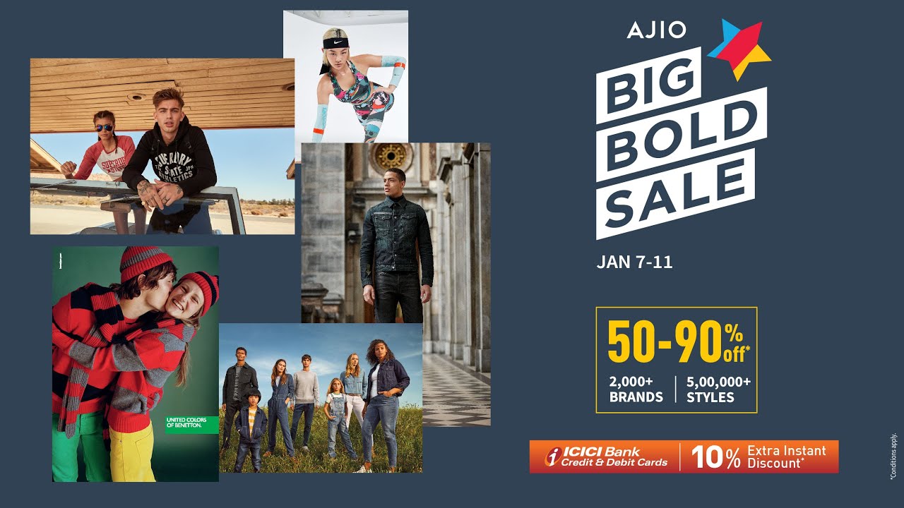 AJIO BIG BOLD SALE – 50-90% OFF – SALE IS LIVE