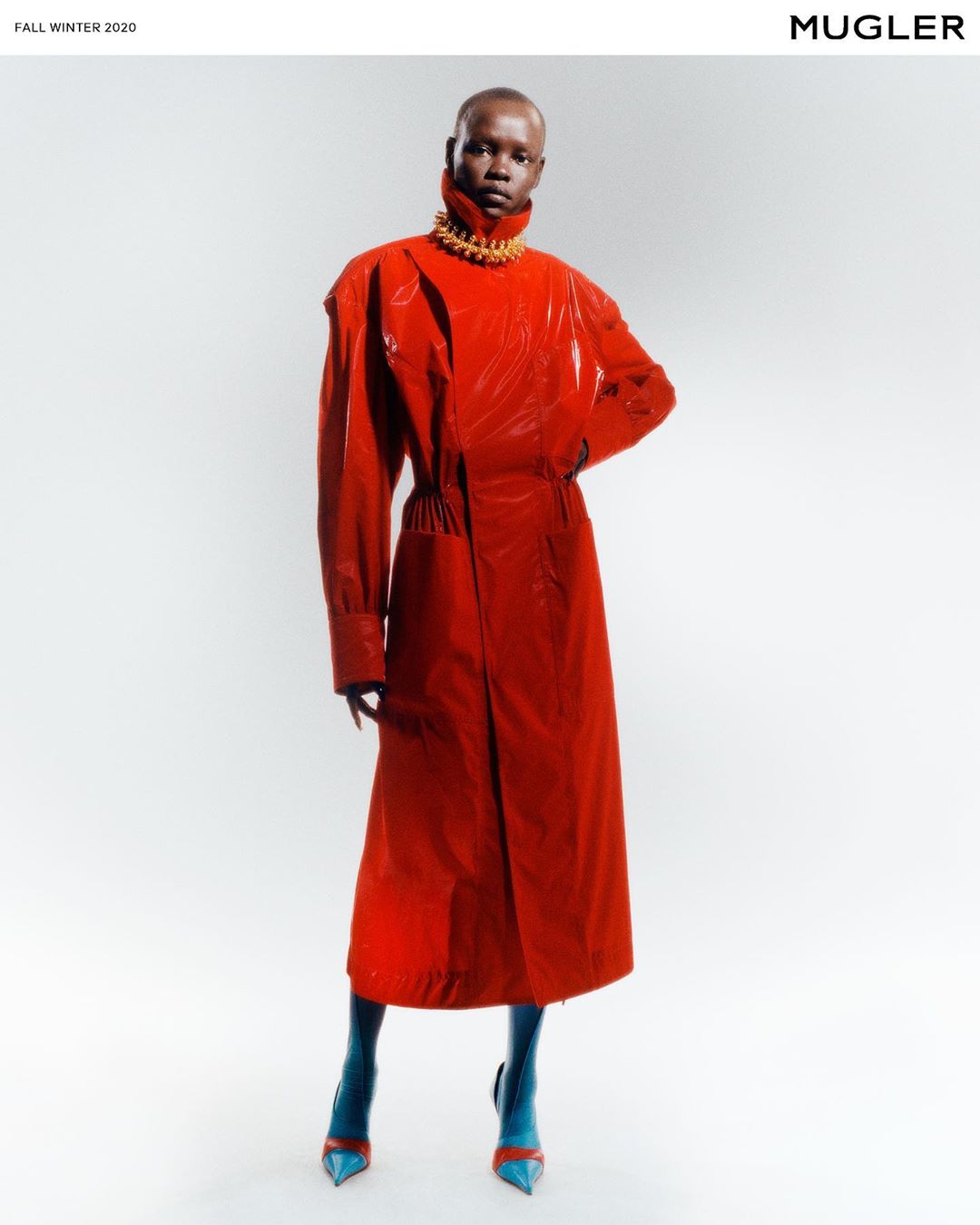 MUGLER - Grace is wearing the red techno trench coat from the fall winter 2020 collection now available @luisaviaroma 
-
-
Photographer @arnaudlajeunie 
#mugler