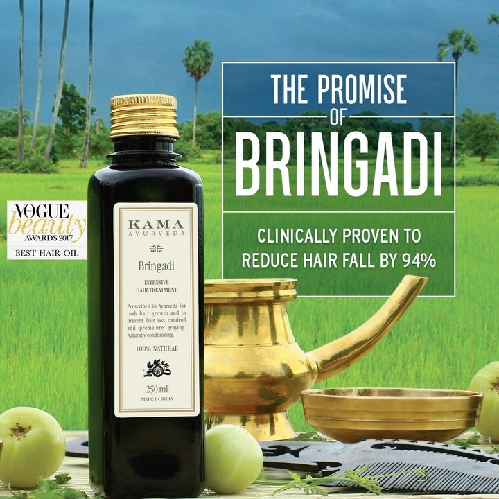 Kama Ayurveda - Healthy & Rejuvenated Hair with #Bringadi Intensive Hair Treatment Oil. A blend of #pure #natural #ingredients, #Bringadi reduces hair loss, treats flaky scalp, prevents dandruff & pro...