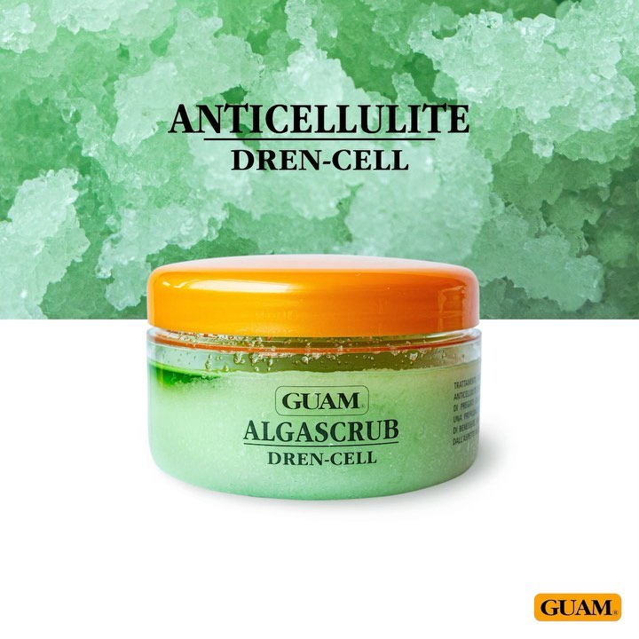 Fanghi d'alga Guam - L’Algascrub Dren-Cell Anticellulite è un esfoliante naturale con attivi drenanti. Rassoda e tonifica la pelle lasciandola morbida e vellutata con una profumazione fresca e fiorit...