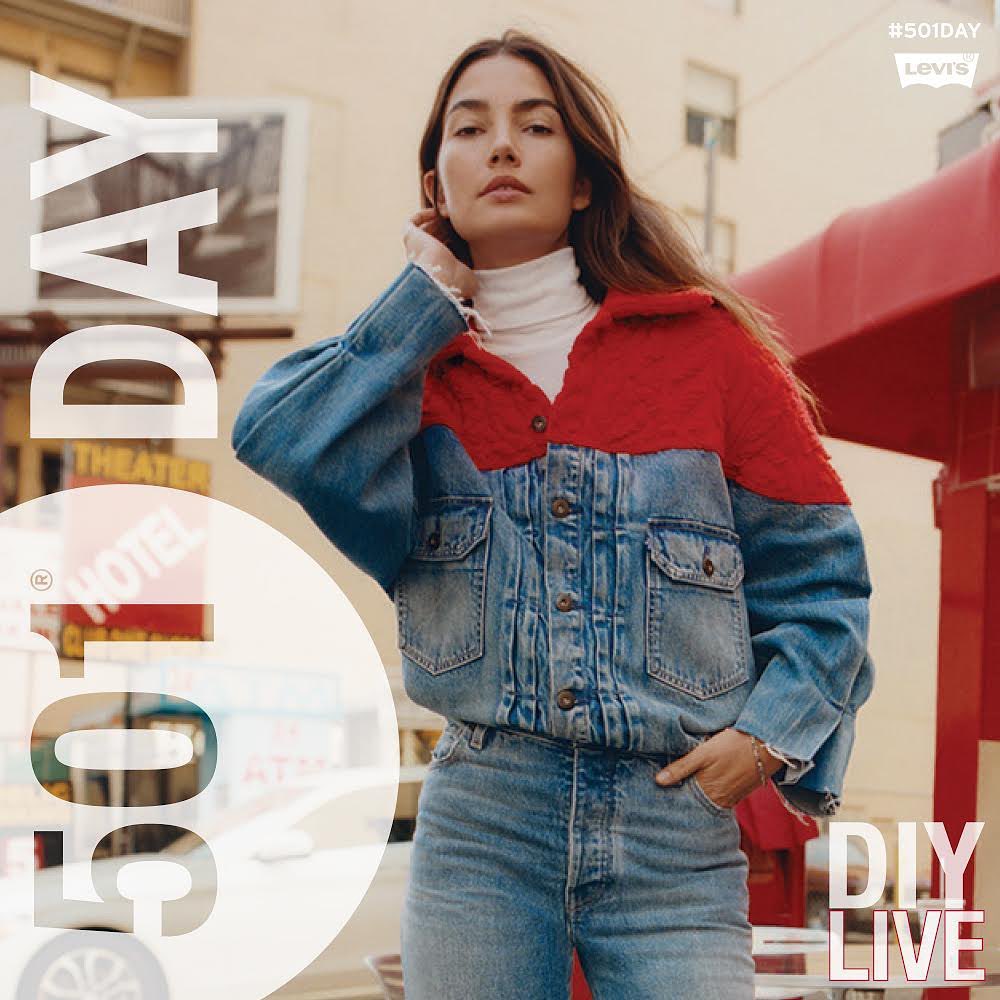 Lily Aldridge - Tune in TODAY! I'll be doing a LIVE DIY session with @Levis and one of their master tailors at 2:00pm PST for #501Day! Tune in and learn how to Hand Embroider and make your own 501 cut...