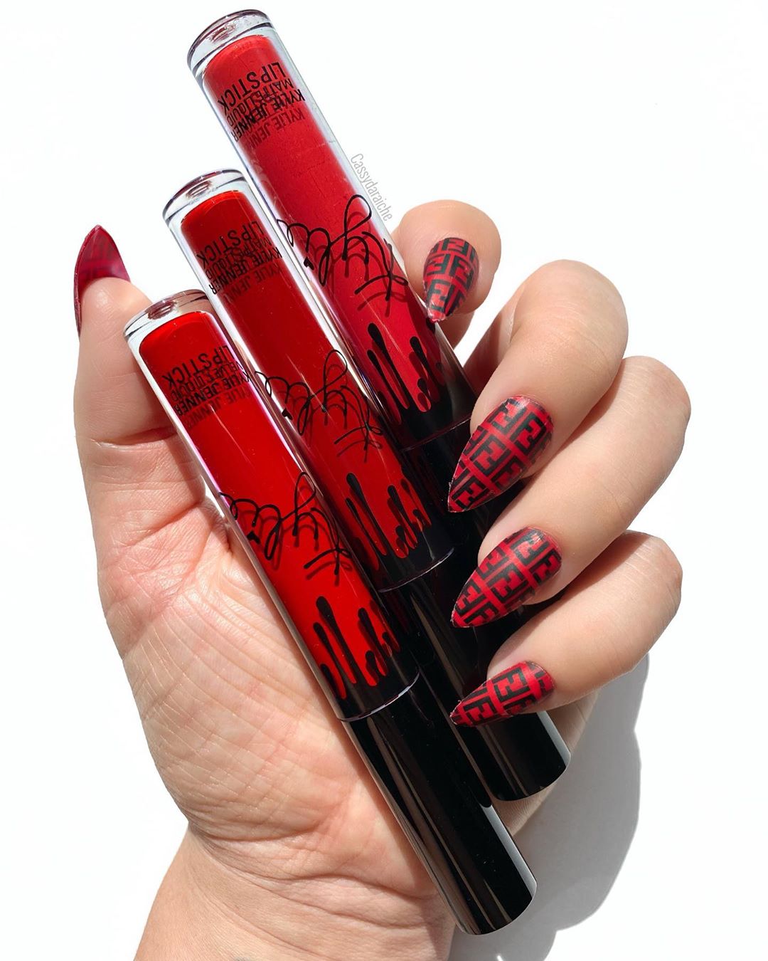 Kylie Cosmetics - red lipstick is always a must! 💋 @cassydaraiche sharing her favs in red velvet, bite me and boss. what's your favorite #kyliecosmetics red lip? 🥰