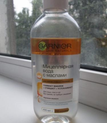 Мицеллярная вода Garnier С Маслами Skin Naturals для снятия стойкого макияжа фото