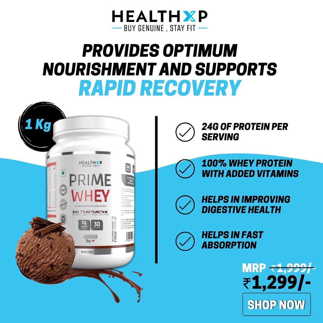 HealthXP® - HealthXP Prime Whey is one of the best health supplement that comes with rich quality ultra-filtered whey protein that helps you in building muscles and recovering fast after hard workouts...