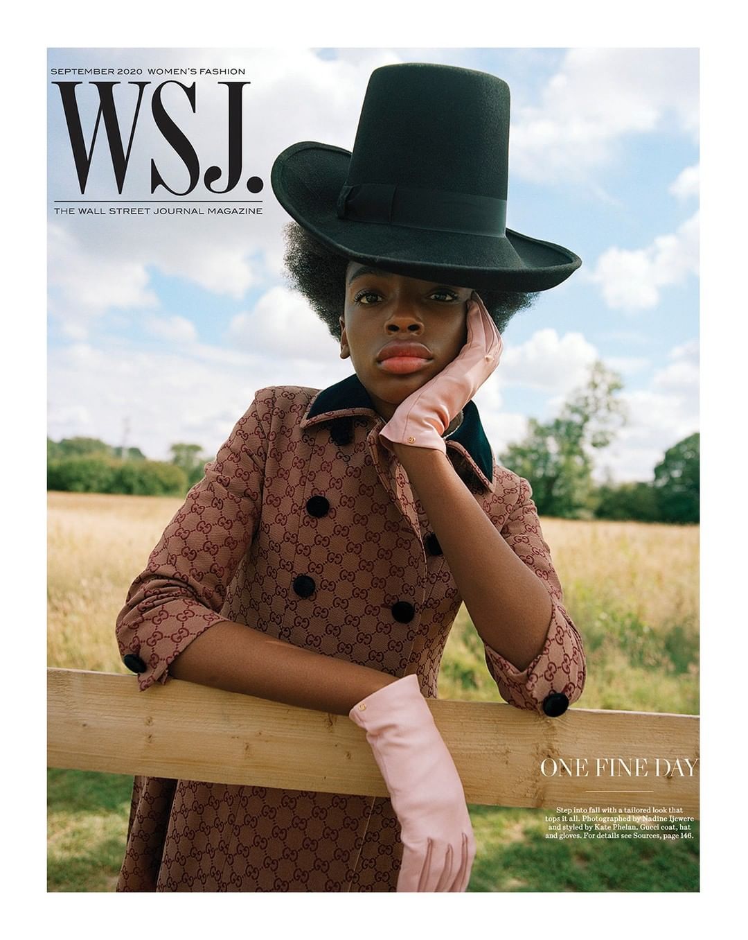 Gucci Official - A #GucciFW20 look featuring a GG double-breasted dress coat with velvet details and an oversize hat appear in @wsjmag’s latest issue. Photography by @nadineijewere and styling by @kph...