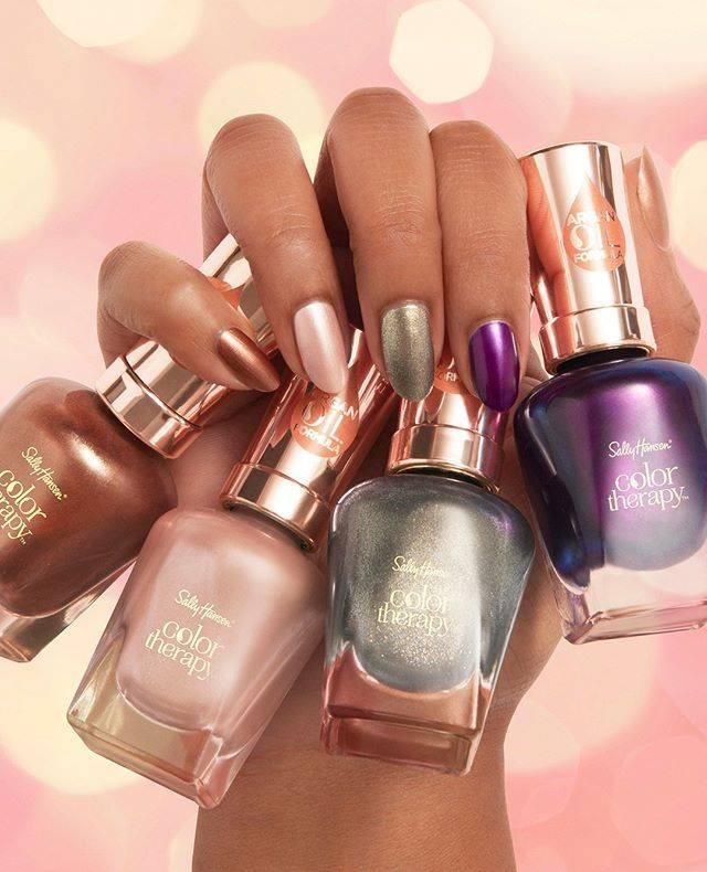 Sally Hansen - Color that cares 😌. Whether you can commit to one color or like to mix and mani, all Color Therapy shades are infused with Argan Oil, delivering lasting moisture to dehydrated nails 🤗.
