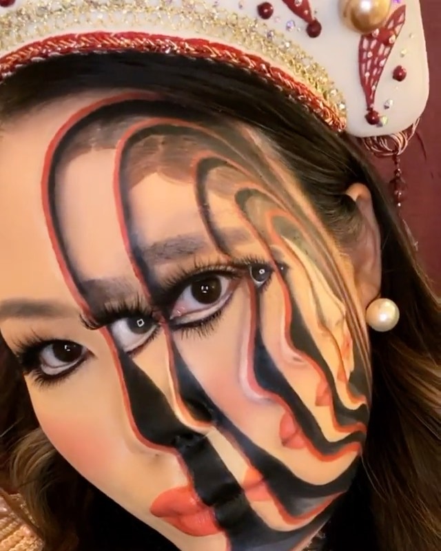 NYX Professional Makeup - You can let go and start over at anytime 🌀 @mimles has us hypnotized with this #illusionmakeup inspired by illustrations by @miles_art ❤️ Products used: Vivid Brights Liners,...