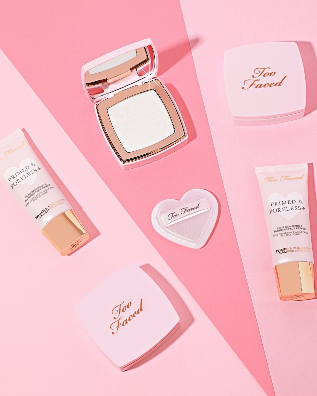 Too Faced Cosmetics - The must-haves in our makeup bag. 💖 Our Primed & Poreless Primer and Face Powder are your instant skin perfectors for a soft-focus finish. Stock up @ultabeauty! #tfprimedandporel...