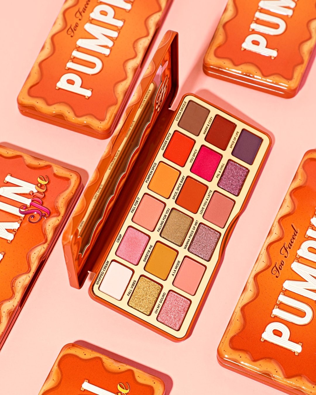 Too Faced Cosmetics - Not your average pumpkin spice. ✨ Transition your looks into Fall with the warm, spicy, & deliciously scented shades in our NEW Pumpkin Spice Eye Shadow Palette. #toofaced
