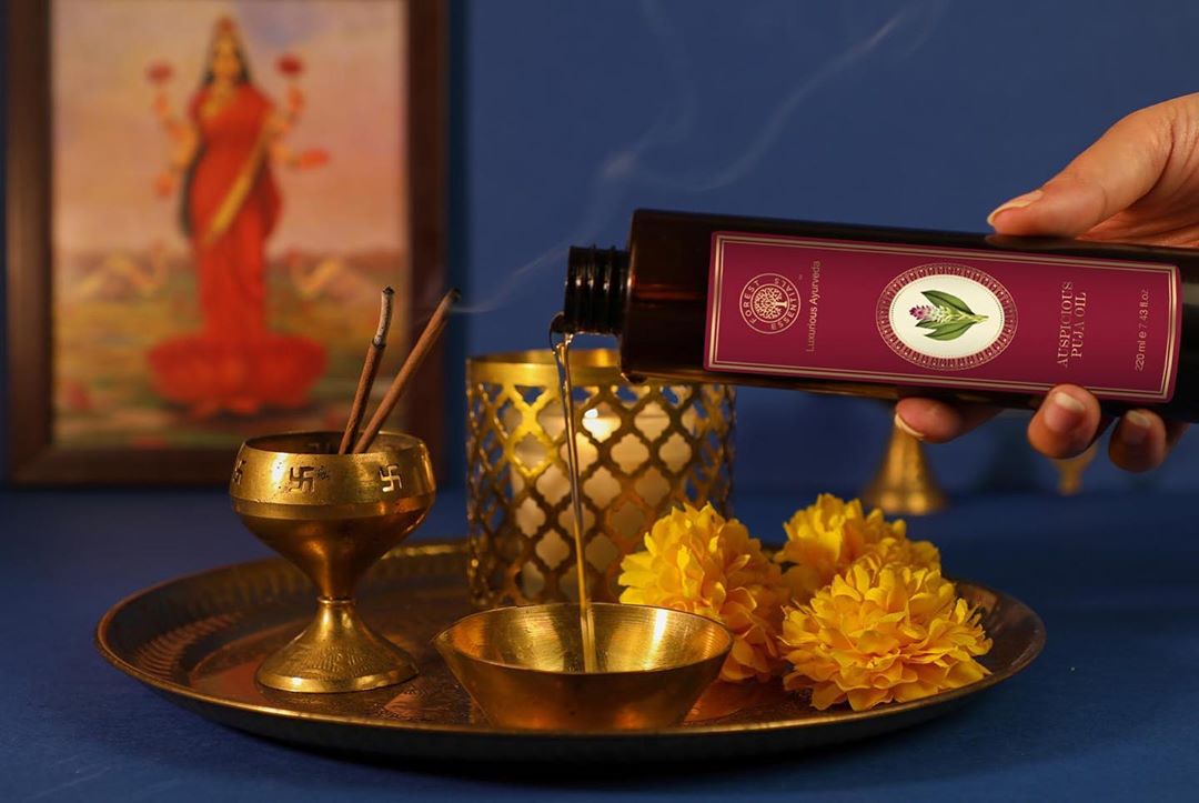 forestessentials - While you count down the days to Dussehra, invoke blessings of the Divine by crafting a positive and soothing environment at home with the Lakshmi #PujaOil. Traditionally, the Puja...