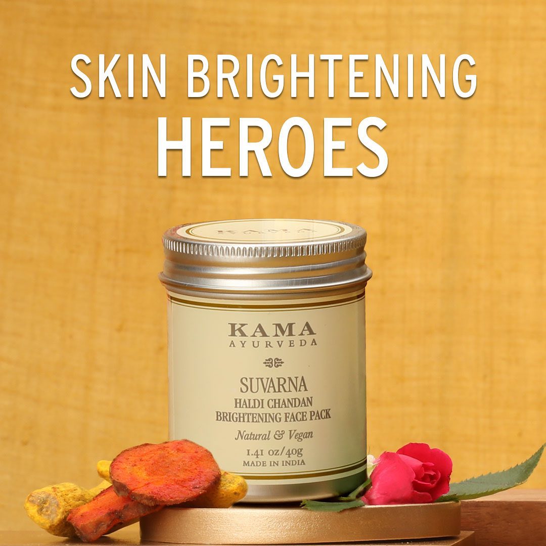 Kama Ayurveda - #SkinBrighteningHeroes that reveal your natural glow! 

Treat your #skin with the healing & brightening properties of our 100% #Natural Suvarna Haldi Chandan Face Pack. An authentic #a...