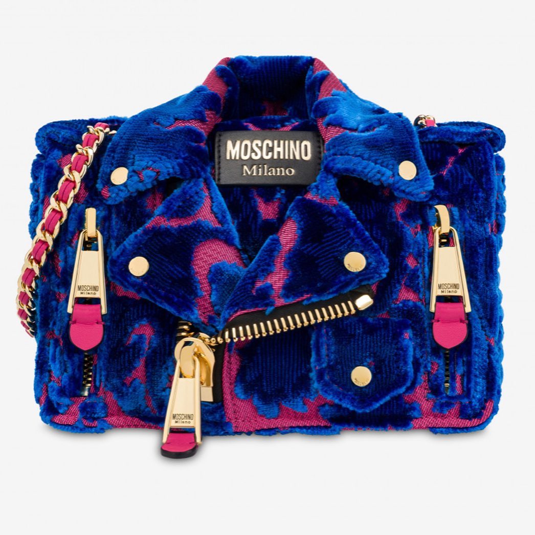 Moschino - Moschino velvet tapestry biker bag on moschino.com #moschino @itsjeremyscott