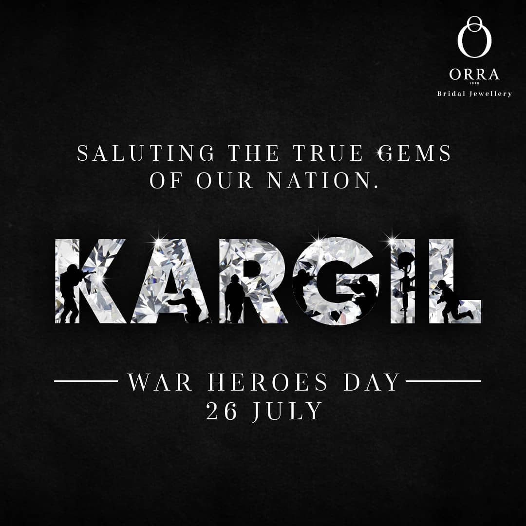 ORRA Jewellery - We salute our bravehearts for the valiant efforts this #KargilWarHeroesDay

As a token of thanks, we are offering a flat INR 5,000/- off on a purchase of diamond jewellery worth INR 7...
