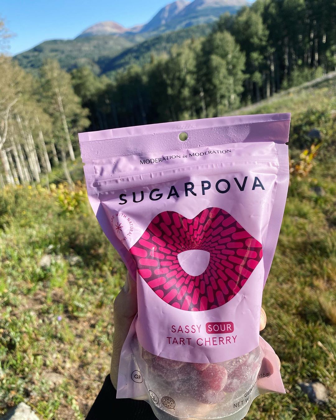 Maria Sharapova - Tart Cherry 🍒 gummies made it to our mountain picnic 🧺 😋 @Sugarpova