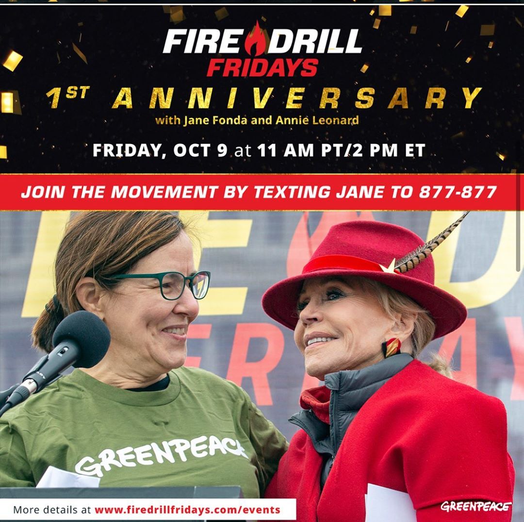 Amber Valletta - Wow!! It has been one year since @janefonda launched @FireDrillFriday with @greenpeaceusa . I had the privilege of joining her in the streets of Washington D.C. during a few of the ea...