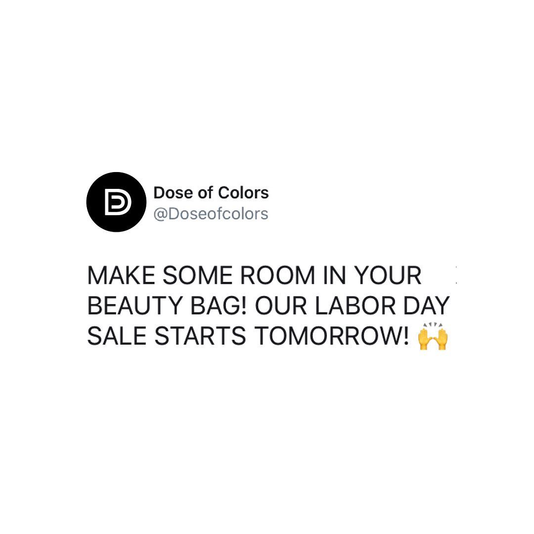 DOSE of COLORS - OUR LABOR DAY SALE STARTS TOMORROW @ 10AM PST.
40% OFF LIP GLOSSES, LIP LINERS, HIGHLIGHTERS & BRUSHES*
.
.
.
*Exclusions apply. Sale ends 9/7/20 at 11:59pm PST. Offer not valid on bu...