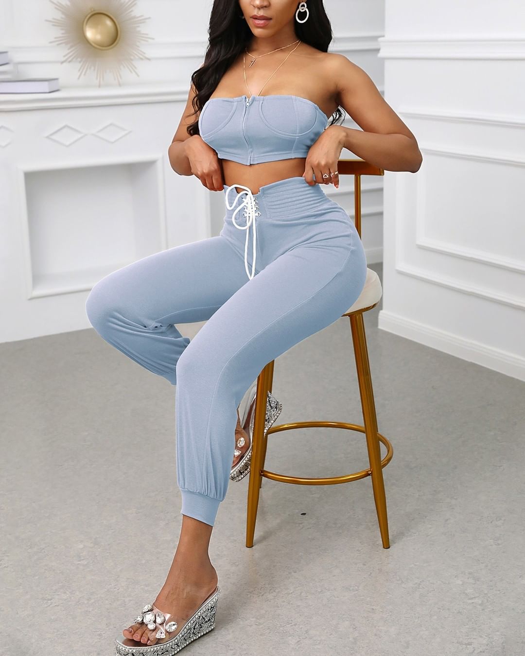 boutiquefeel_official - Zipper Front Bandeau Top & Eyelet Lace-up Pants Set⁠
Click https://www.boutiquefeel.com to ⁠
search CY1224 get more details.⁠
⁠
 #fashion #love #style