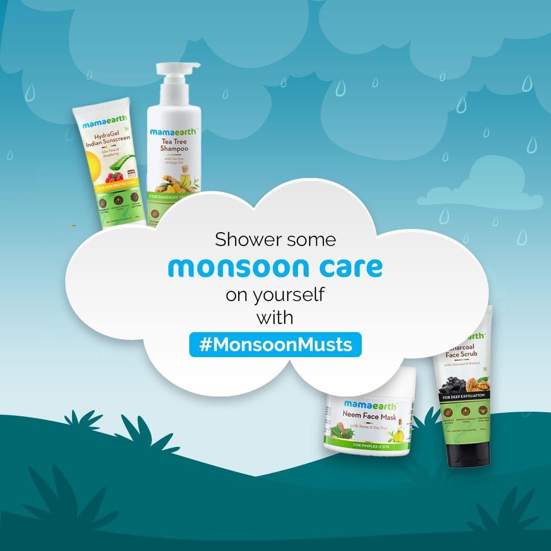 Mamaearth - Monsoon season brings a handful of #skincare and #haircare problems along with the beautiful rains!

Swipe left for your list of #MonsoonMusts to protect your skin and hair from damage.

T...