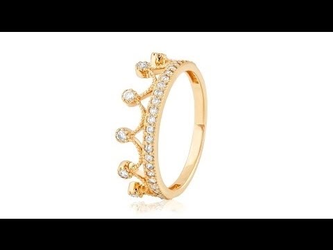 Золотое кольцо "Корона" с цирконами, КД2054