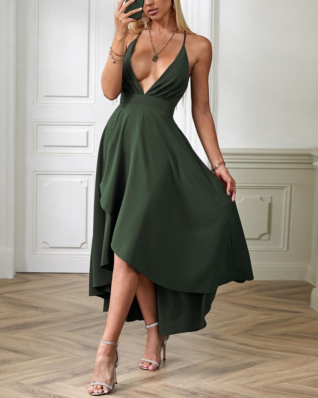 boutiquefeel_official - Deep V Asymmetric Cami Dress⁠
Search SKU:YSK3330⁠
SHOP WEB:https://www.boutiquefeel.com ⁠
 #fashion #style #summer