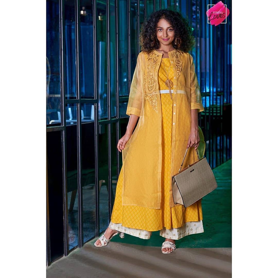 Lifestyle Stores - Reposted from @feminaindia Monotone, but make it chic. If you're all about the bright hues, opt for this bright yellow kurta and matching embroidered jacket, paired with a breezy iv...