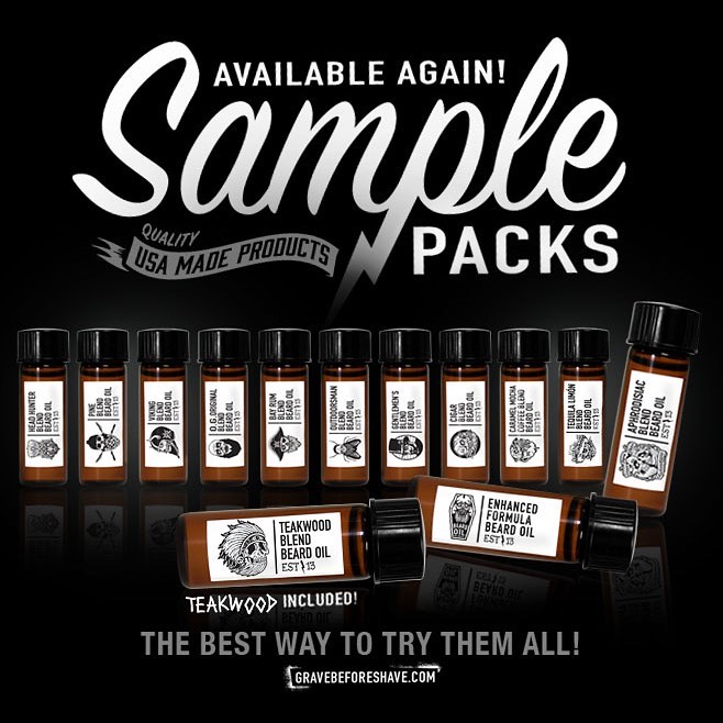 wayne bailey - BEARD OIL SAMPLE PACKS are in stock and now available with all 13 Beard Oil Blends !
-
Available now at:
GRAVEBEFORESHAVE.COM 
—
#beard #beards #bearded #beardoil #beardoils #beardbalm...