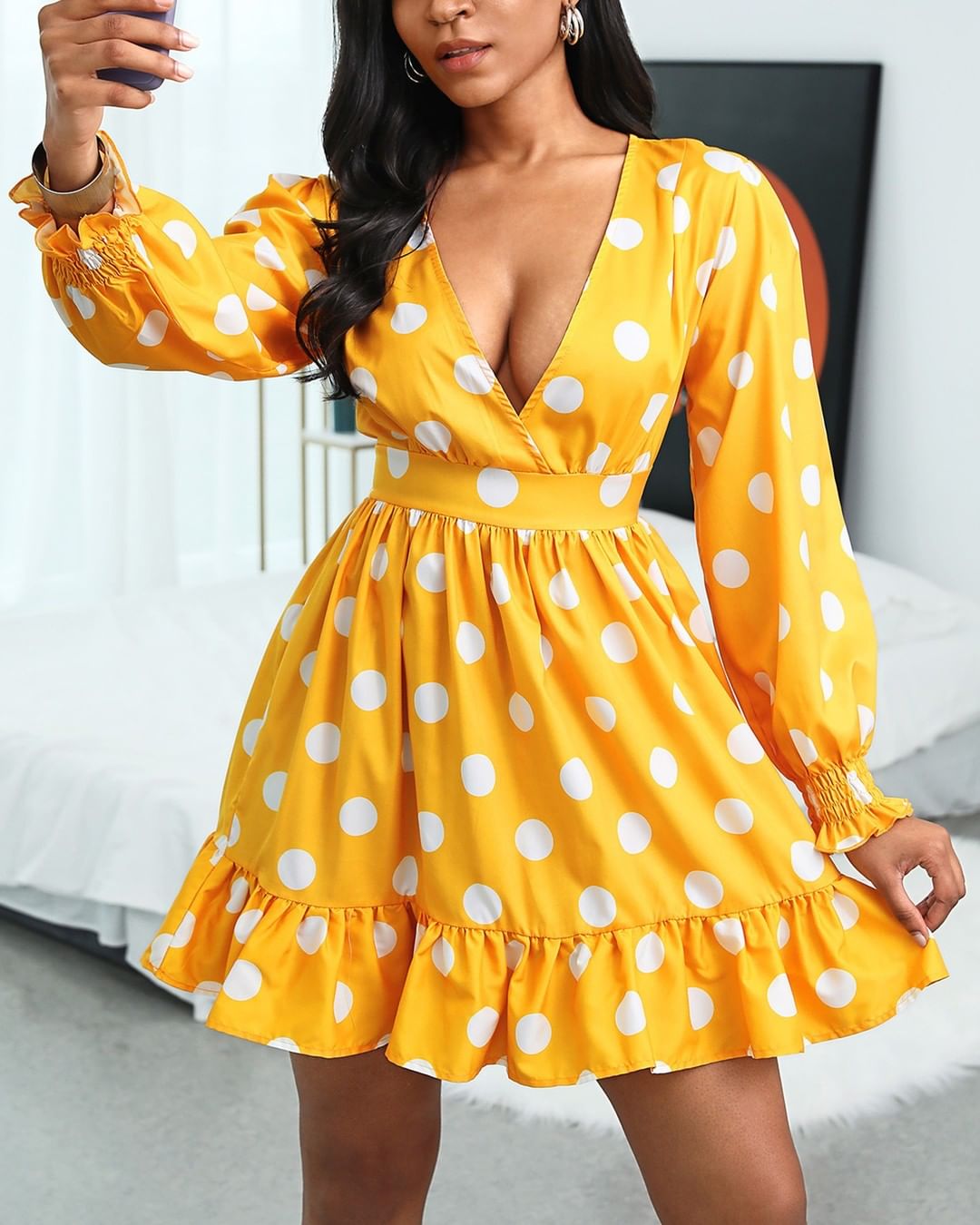 boutiquefeel_official - Plunge Polka Dots Shirring Design Ruched Ruffles Casual Dress⁠
Click https://www.boutiquefeel.com to ⁠
search LZQ1607 get size and price details ⁠
⁠
 #fashion #style #beautiful