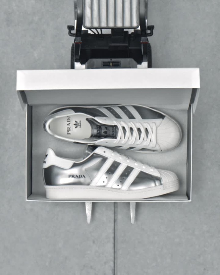 Prada - Launching today, September 8th, in select #Prada and @adidasoriginals boutiques, the Prada Superstar is offered in a trio of new colorways: monochrome black, white with black, and chrome silve...