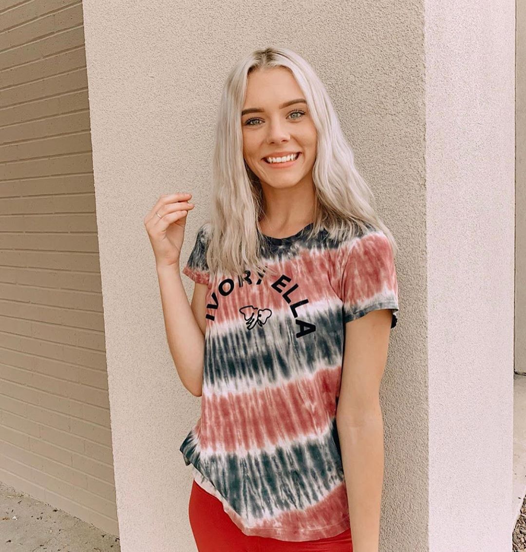 Ivory Ella - @meganrose.ee proving that Saturdays are done best in Tie Dye 🤍 ❤️ Shop our Half Circle Slim T-Shirt above 🐘 #IEForMe #GoingPlaces