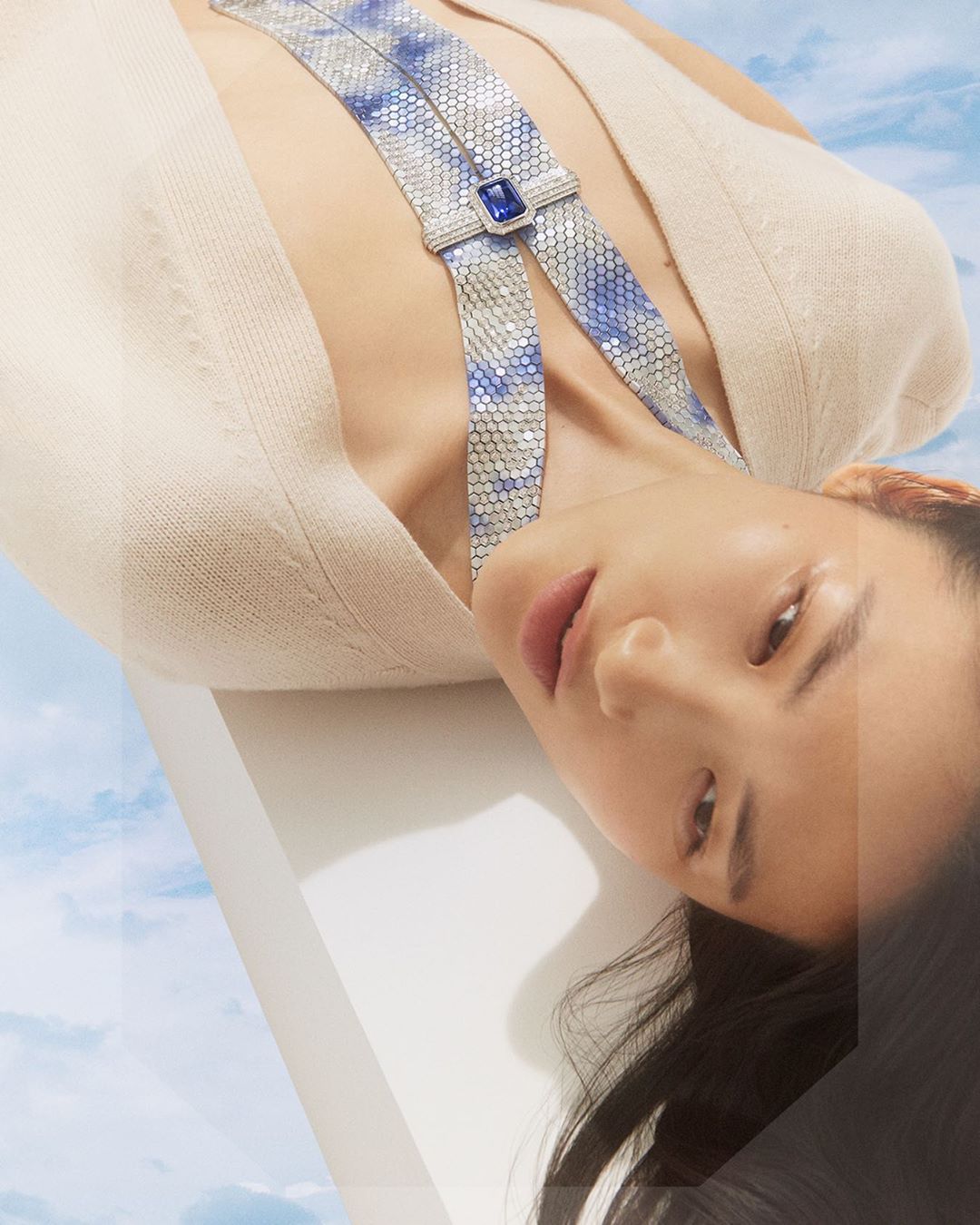 Boucheron - CONTEMPLATION 2020 High Jewelry collection - Fenêtre sur ciel: « The inspiration behind this necklace is the “Open Sky” work of art by James Turrell located in Naoshima, Japan. When laid,...