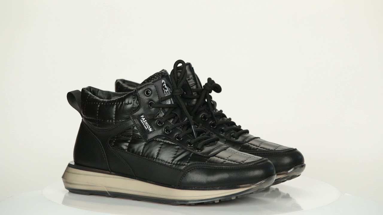 Черные кроссовки из текстиля на подкладке из натуральной шерсти IK22-143968