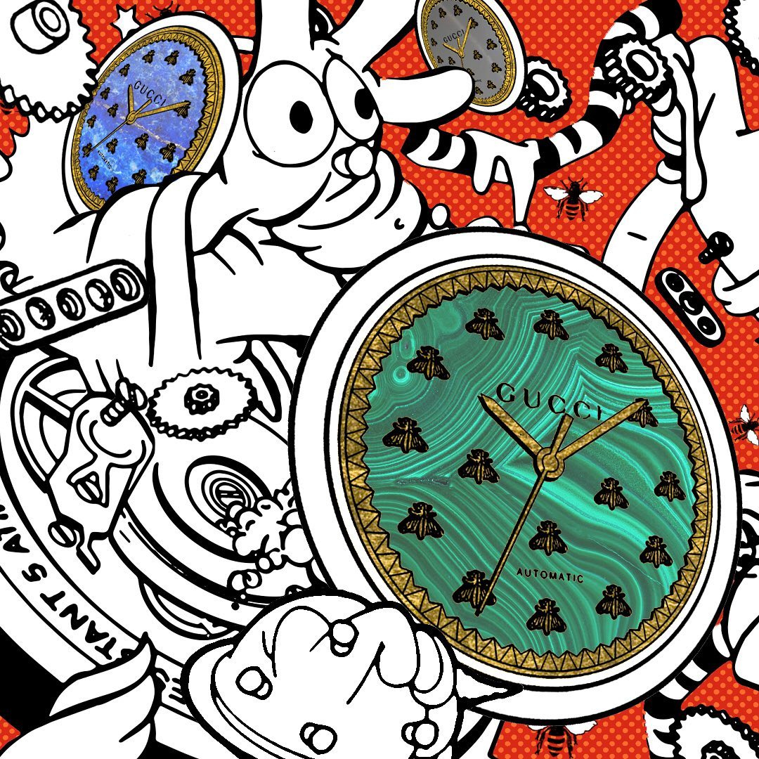 Gucci Official - Part of the new collaborative project to celebrate the G-Timeless automatic watches, artist @zoltar_kieron creates a form of collage and explains: “I like the idea that the cartoon de...